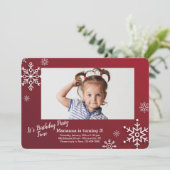 Invitation Snowflakes Frame Photo Anniversaire (Debout devant)