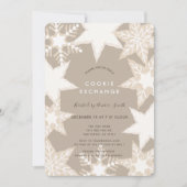 Invitation Snowflakes givré Brown Cookie Exchange Party (Devant)
