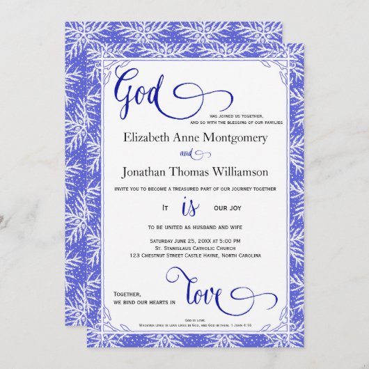 Invitation Snowflakes God is Love Christian Mariage Card (Devant / Derrière)
