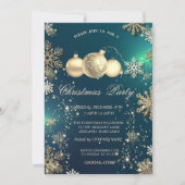 Invitation Snowflakes Gold, Christmas Balls Company Party (Devant)