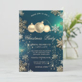 Invitation Snowflakes Gold, Christmas Balls Company Party (Debout devant)