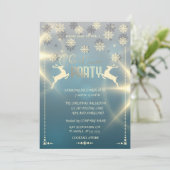 Invitation Snowflakes Gold, Deers Company fête de Noël (Debout devant)