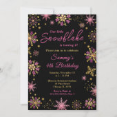 Invitation Snowflakes Gold et Rose Anniversaire (Devant)