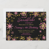 Invitation Snowflakes Gold et Rose Anniversaire (Devant)