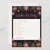 Invitation Snowflakes Gold et Rose pour bébé (Devant)