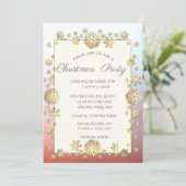 Invitation Snowflakes Gold, Frame de Noël d'entreprise (Debout devant)