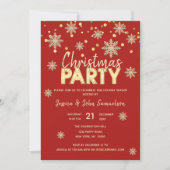 Invitation Snowflakes Gold Red NOËL PARTI (Devant)