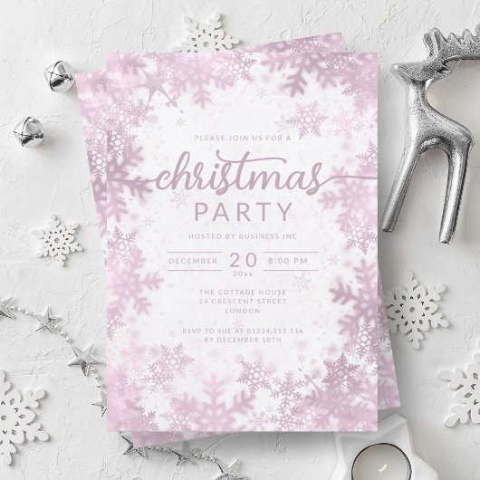 Invitation Snowflakes Gold Rose exclusif Entreprise Noël