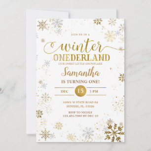 Invitation Snowflakes Gold Silver Premier anniversaire