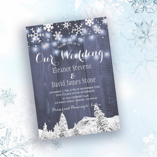 Invitation Snowflakes grange bois hiver merveilleux mariage