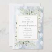 Invitation Snowflakes Green enery Feuilles Photo Mariage hive (Devant)