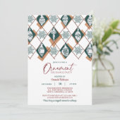 Invitation Snowflakes Green Ornament Christmas Exchange Party (Debout devant)
