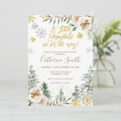 Invitation Snowflakes Hiver Blanc Floral Baby shower (Debout devant)