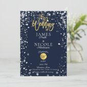 Invitation Snowflakes hiver Gold Foil Mariage photo complet (Debout devant)