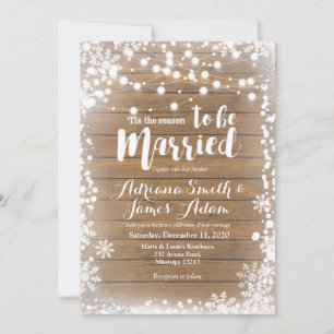 Invitation Snowflakes hiver rustique Mariage de vacances