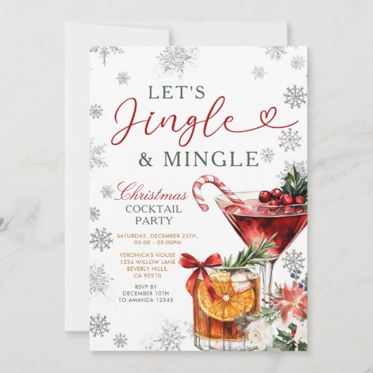 Invitation Snowflakes Jingle & Mingle Christmas Cocktail  (Devant)