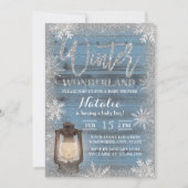 Invitation Snowflakes & Lantern Winter Wonderland Baby shower (Devant)