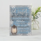 Invitation Snowflakes & Lantern Winter Wonderland Baby shower (Debout devant)