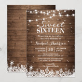 Invitation Snowflakes Lights Winter Sweet 16 Anniversaire (Devant / Derrière)