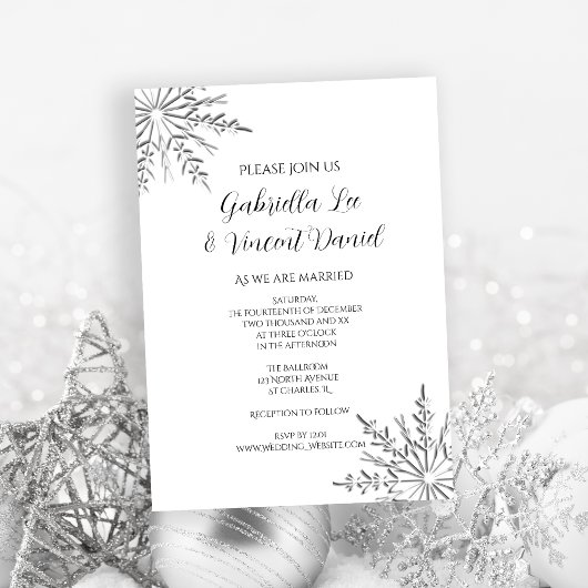 Invitation Snowflakes Mariage d'hiver
