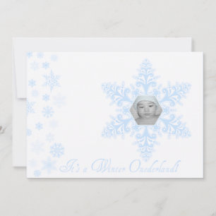 Invitation Snowflakes Onederland 1er anniversaire Bleu