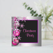 Invitation Snowflakes Ornements Hot rose Noël fête (Debout devant)