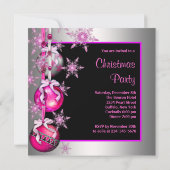 Invitation Snowflakes Ornements Hot rose Noël fête (Dos)