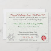 Invitation Snowflakes & Peppermenthe BUREAU DE VACANCES ACCUE (Dos)