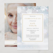 Invitation Snowflakes Photo Funérailles Célébration de la vie (Devant / Derrière)