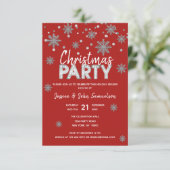 Invitation Snowflakes RED Silver Holiday NOËL PARTI (Debout devant)