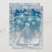 Invitation Snowflakes Robe en argent ombre tiara Quinceañera (Devant / Derrière)