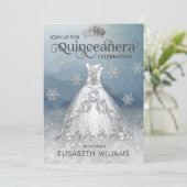 Invitation Snowflakes Robe en argent ombre tiara Quinceañera (Debout devant)