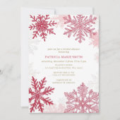 Invitation Snowflakes rose rouge Noël Fête des mariées d'hive (Devant)