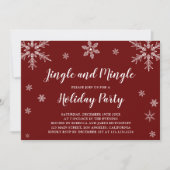 Invitation Snowflakes Rouge Et Blanc Jingle Et Mingle (Devant)