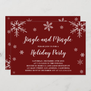 Invitation Snowflakes Rouge Et Blanc Jingle Et Mingle