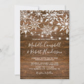 Invitation Snowflakes rustiques Grange Bois Mariage d'hiver (Devant)