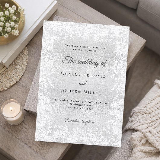 Invitation Snowflakes silver winter wedding