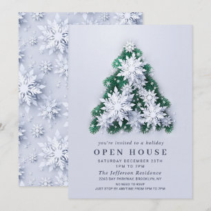 Invitation Snowflakes Tree NOËL VACANCES OPEN HOUSE