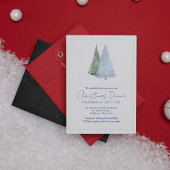 Invitation Snowflakes Trees Minimaliste Blanc Dîner de Noël