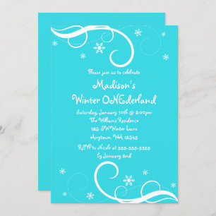 Invitation Snowflakes Turquoise de l'hiver ONE derland