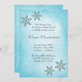 Invitation Snowflakes Turquoise Prom Formel des Wonderland (Devant / Derrière)