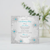 Invitation Snowflakes turquoise Winter Wonderland Anniversair (Debout devant)