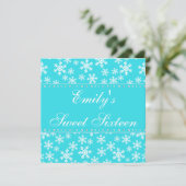 Invitation Snowflakes Turquoises Diamond Sweet 16 (Debout devant)