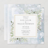 Invitation Snowflakes Verdure Aquarelle Feuille Mariage (Devant / Derrière)