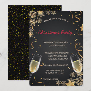 Invitation Snowflakes, Verre à vin Fête de Noël d'entreprise