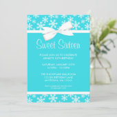 Invitation Snowflakes White Bow Winter Wonderland Sweet 16 (Debout devant)