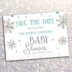 Invitation Snowflakes Winter Baby shower Enregistrer la date