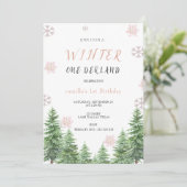 Invitation Snowflakes Winter one Derland 1er anniversaire fêt (Debout devant)