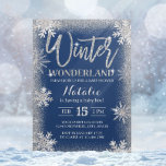 Invitation Snowflakes Winter Wonderland Baby shower<br><div class="desc">Parties scintillant d'argent moderne Blue Winter Snowflakes Baby Shower Invitations.</div>