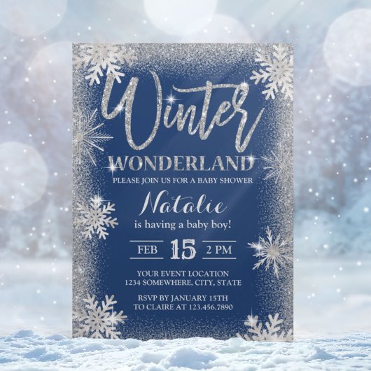Invitation Snowflakes Winter Wonderland Baby shower